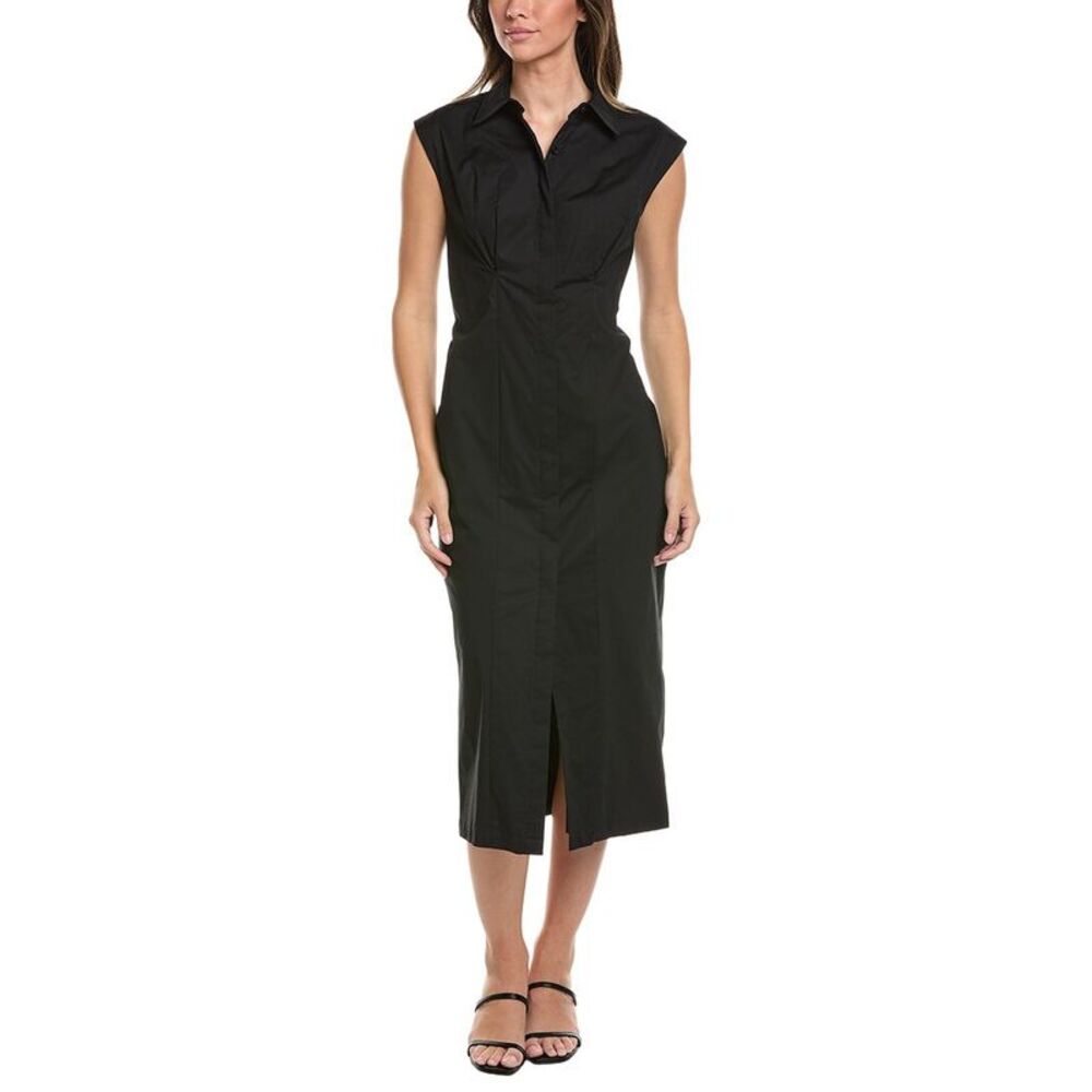 Kenneth Cole Womens Midi Shirtdress, Black